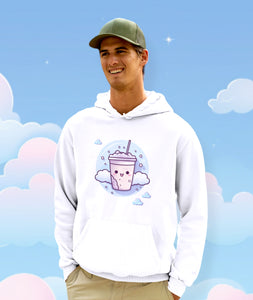 Boba Tea Pullover Hoodie - White, Black, Pink