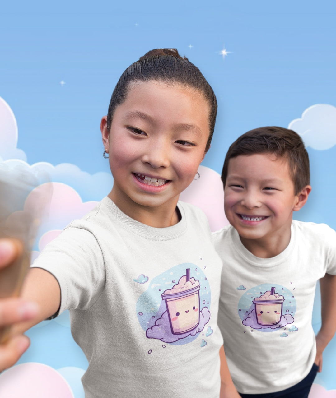 Boba Milk Tea Kids / Toddler Jersey Tee - White, Pink, Blu