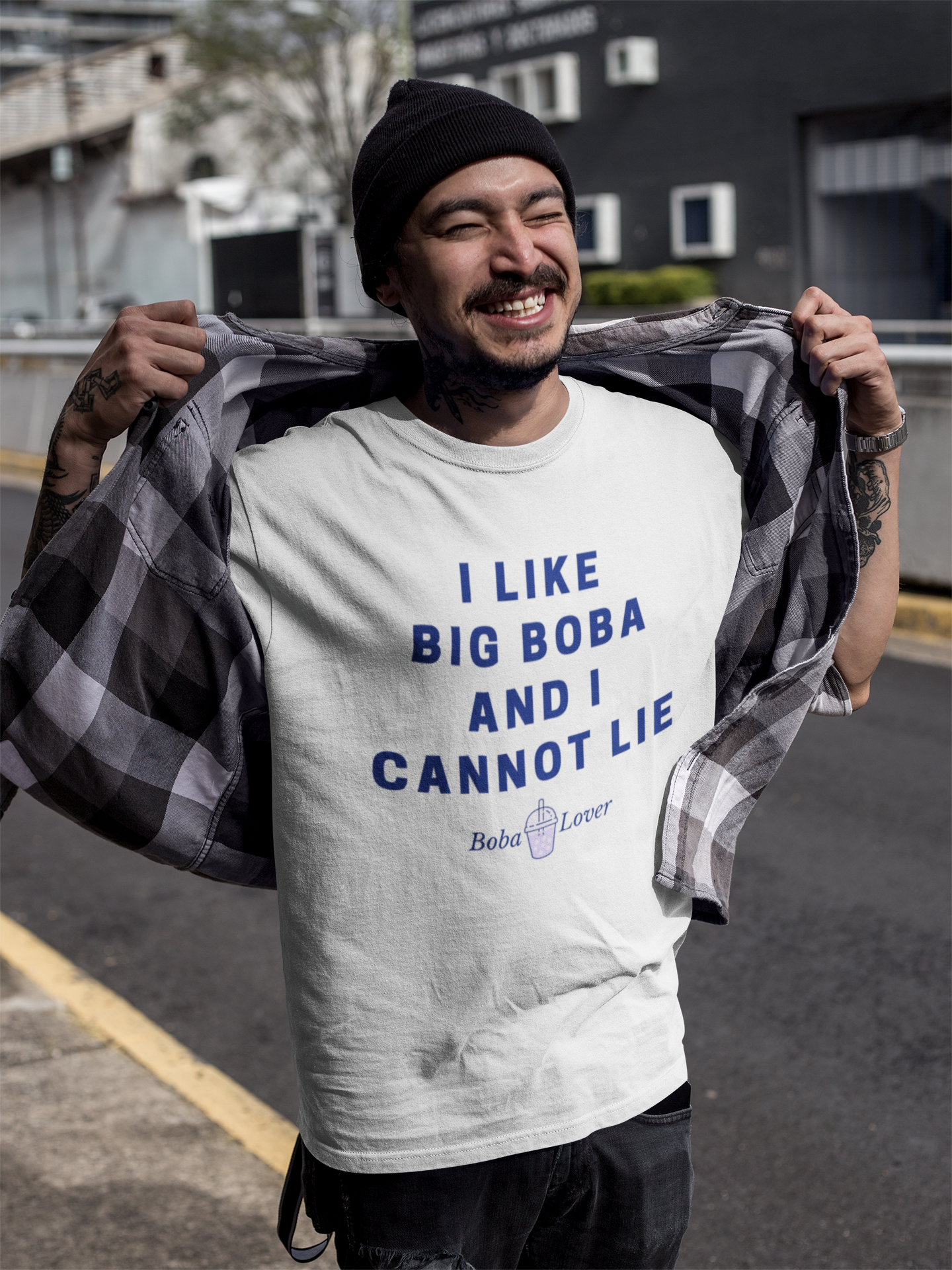 I Like Big Boba & I Cannot Lie Tee, White & Blue