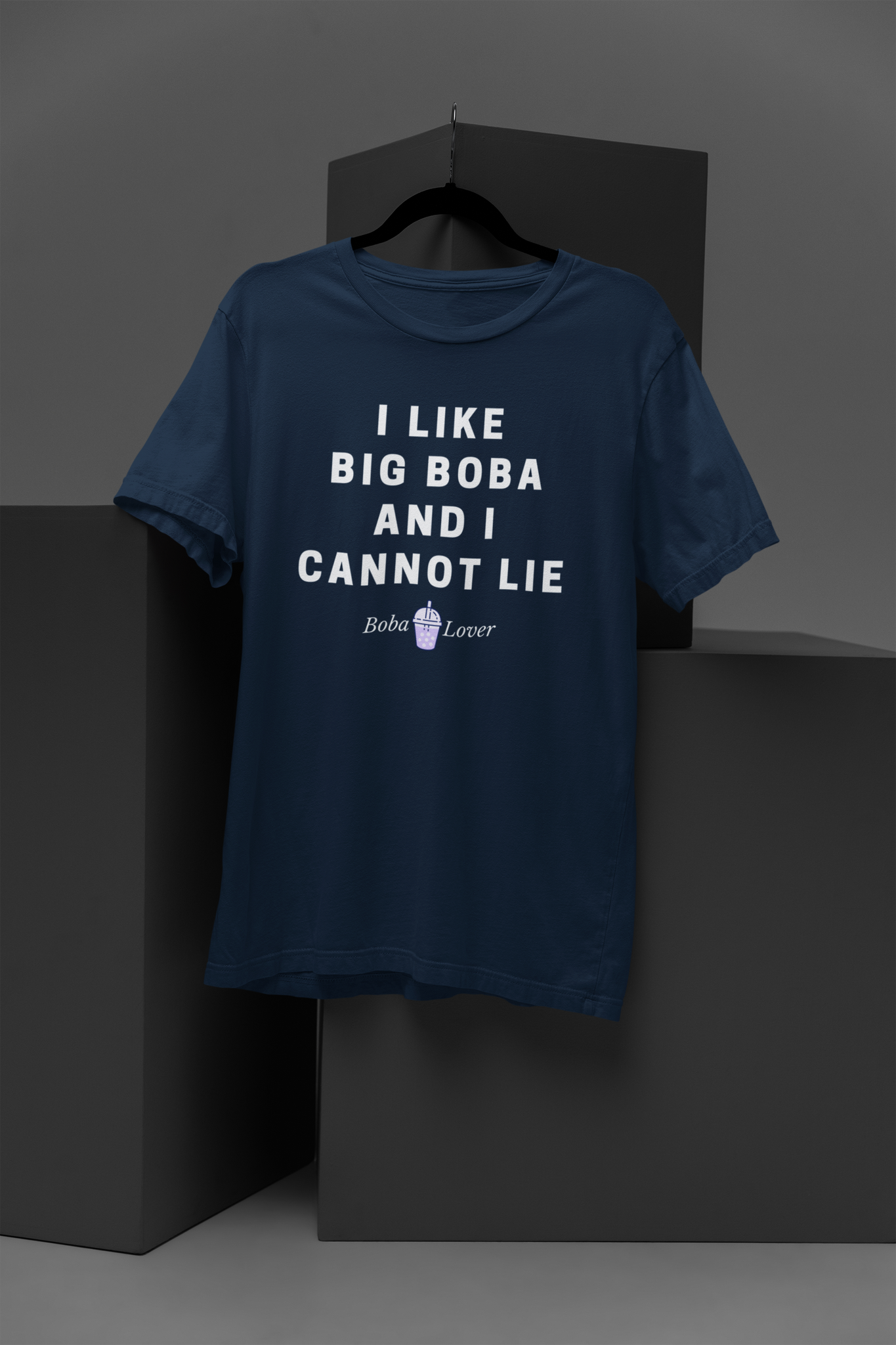 I Like Big Boba & I Cannot Lie Tee, Black & Navy