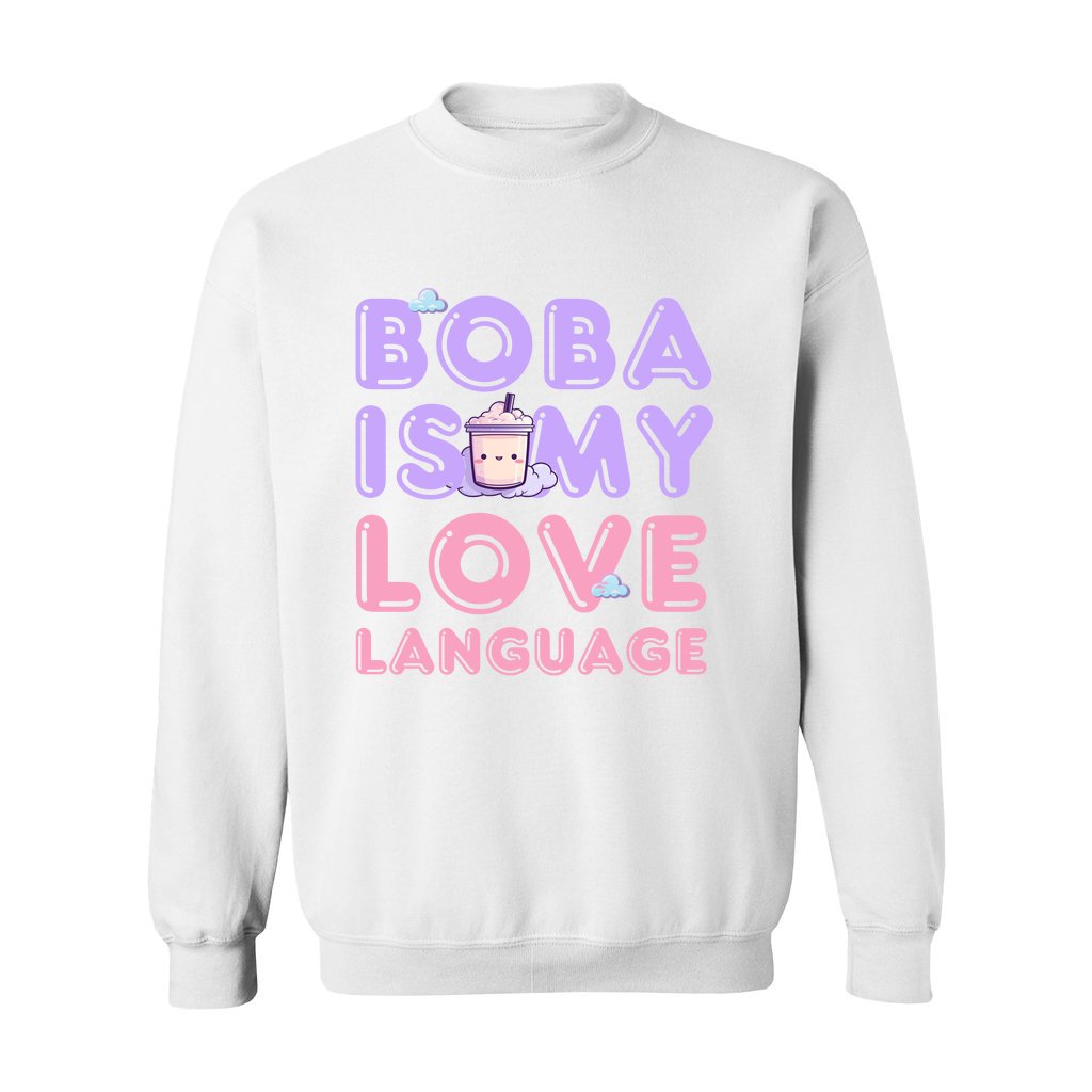 Boba Love Language Sweatshirt - Lilac Words